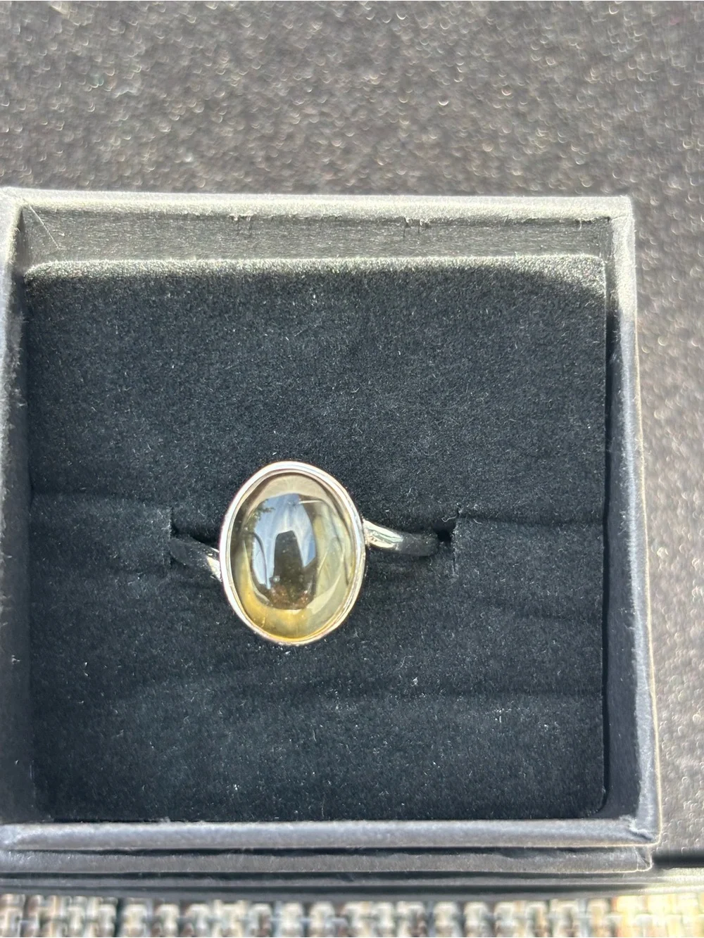 Sterling Silver Adjustable Oval Citrine Ring-Size 6.5 to 8.5